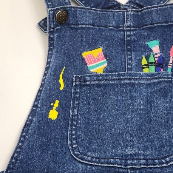 Gymboree Girls Future Artist Embroidered Blue Denim Overalls Dress Size 10 - Picture 5 of 10